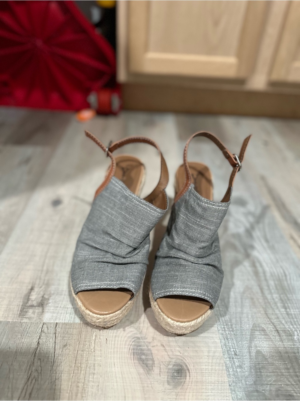 Wedge Espadrille Slingback Sandals in Gray - Women's